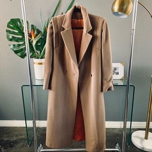 LARRY LEVINE | vintage tan wool long trench coat